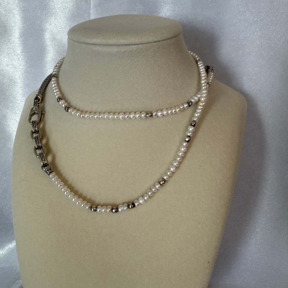 John Hard transformable pearl and sterling necklace.